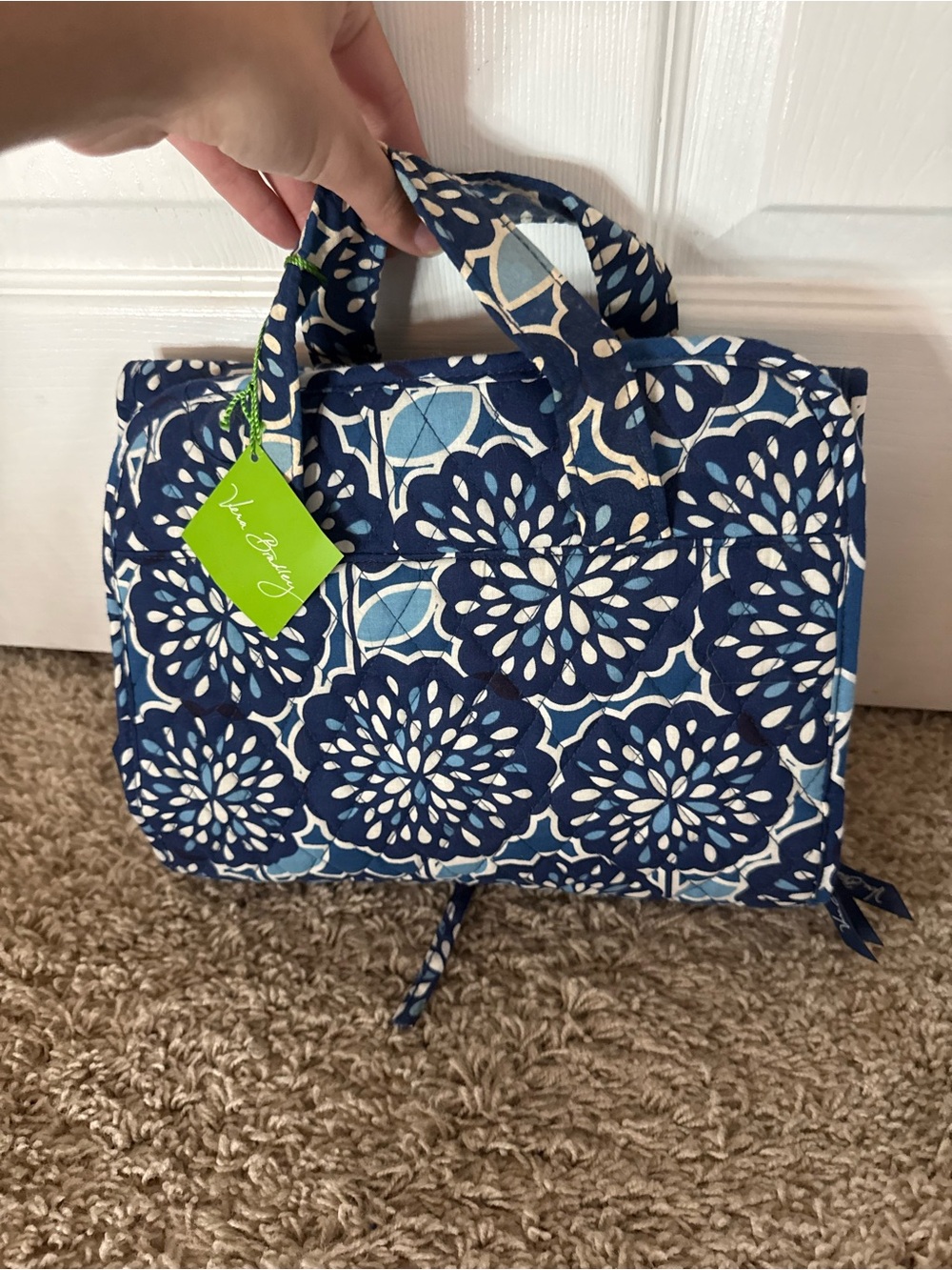 Vera Bradley Navy Floral Quilted Small Tote Travel Bag